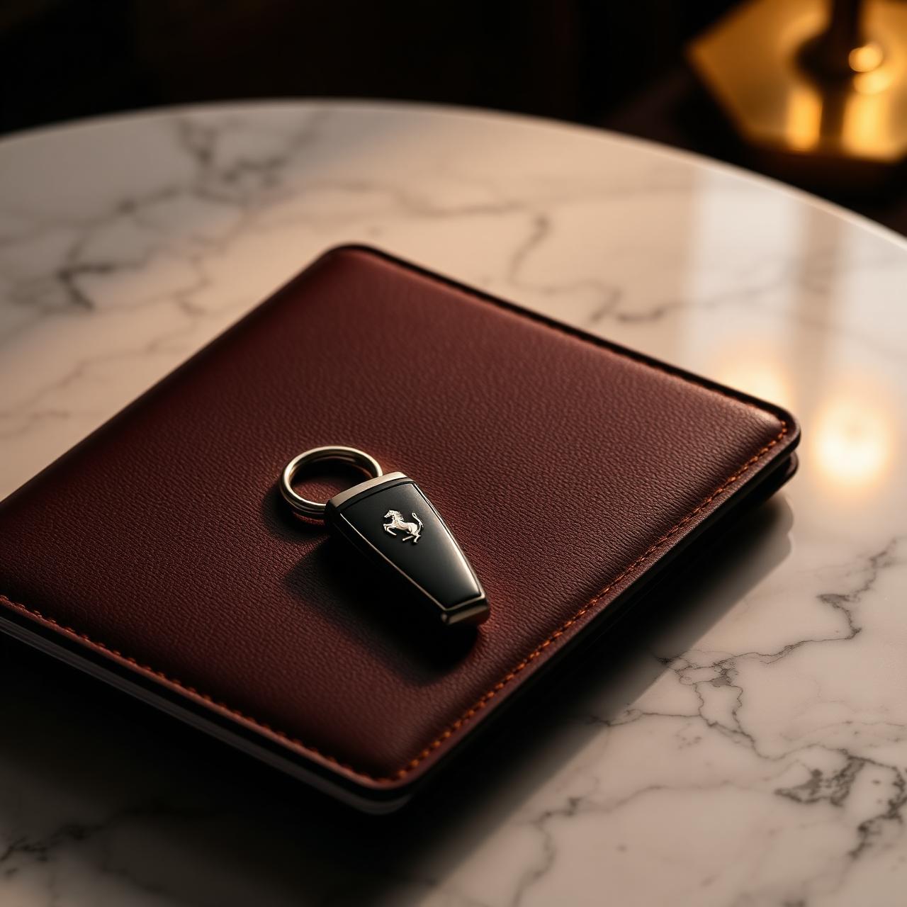 Ferrari key on leather portfolio